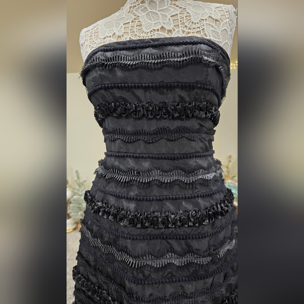 LAUNDRY By Shelli Segal Textured Ruffle Cocktail Mini Dress Sz 6 - Picture 5 of 12